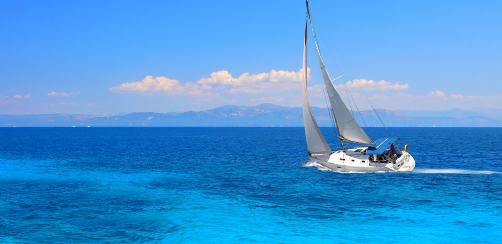 Sailing yacht in the Ionian sea Greece